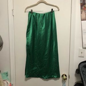 Green silk skirt